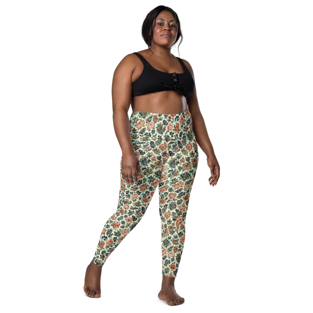 Twilight Rose Garden on Leggings with Pockets — Front