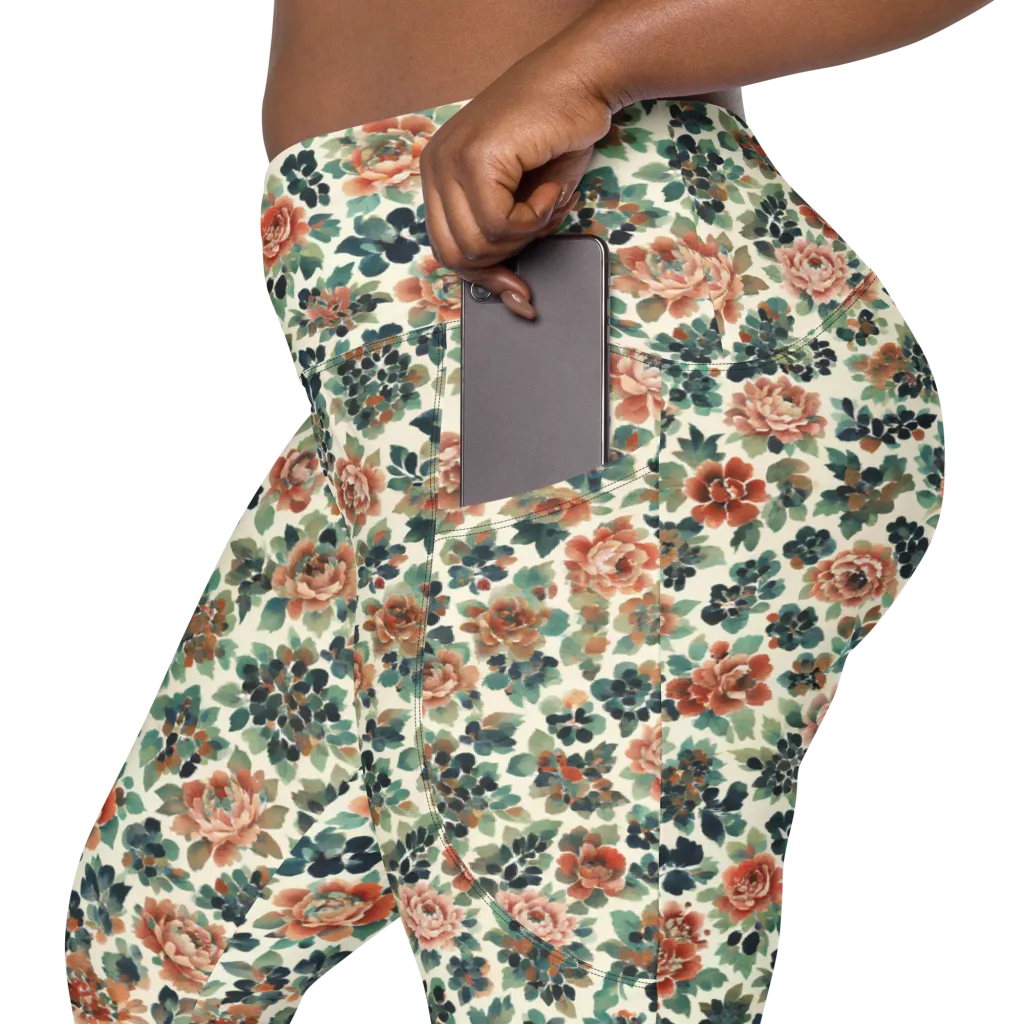 Twilight Rose Garden on Leggings with Pockets — Product details 2