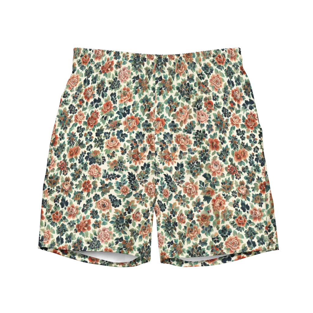 Twilight Rose Garden on Swim Trunks — Front