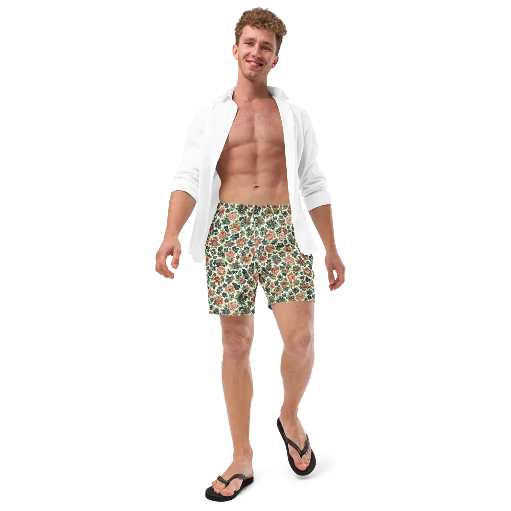 Twilight Rose Garden on Swim Trunks — Front