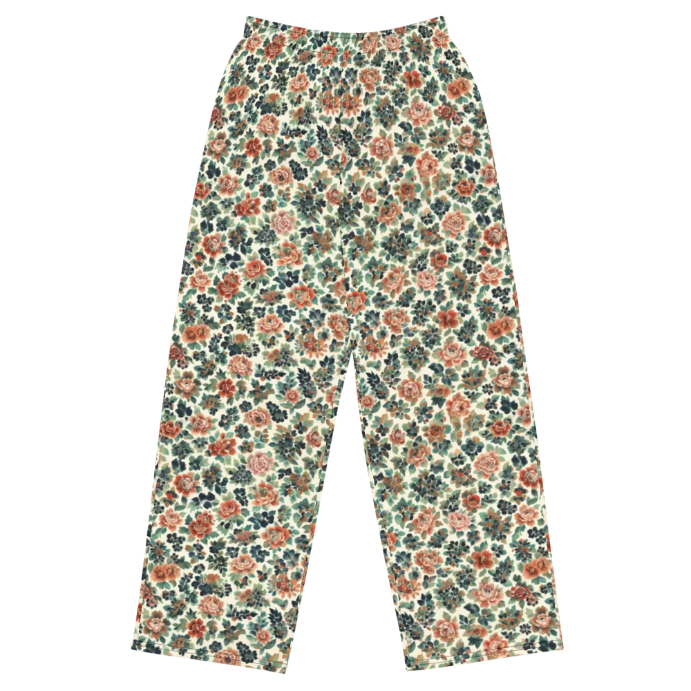 Twilight Rose Garden on Wide-Leg Pants — Front