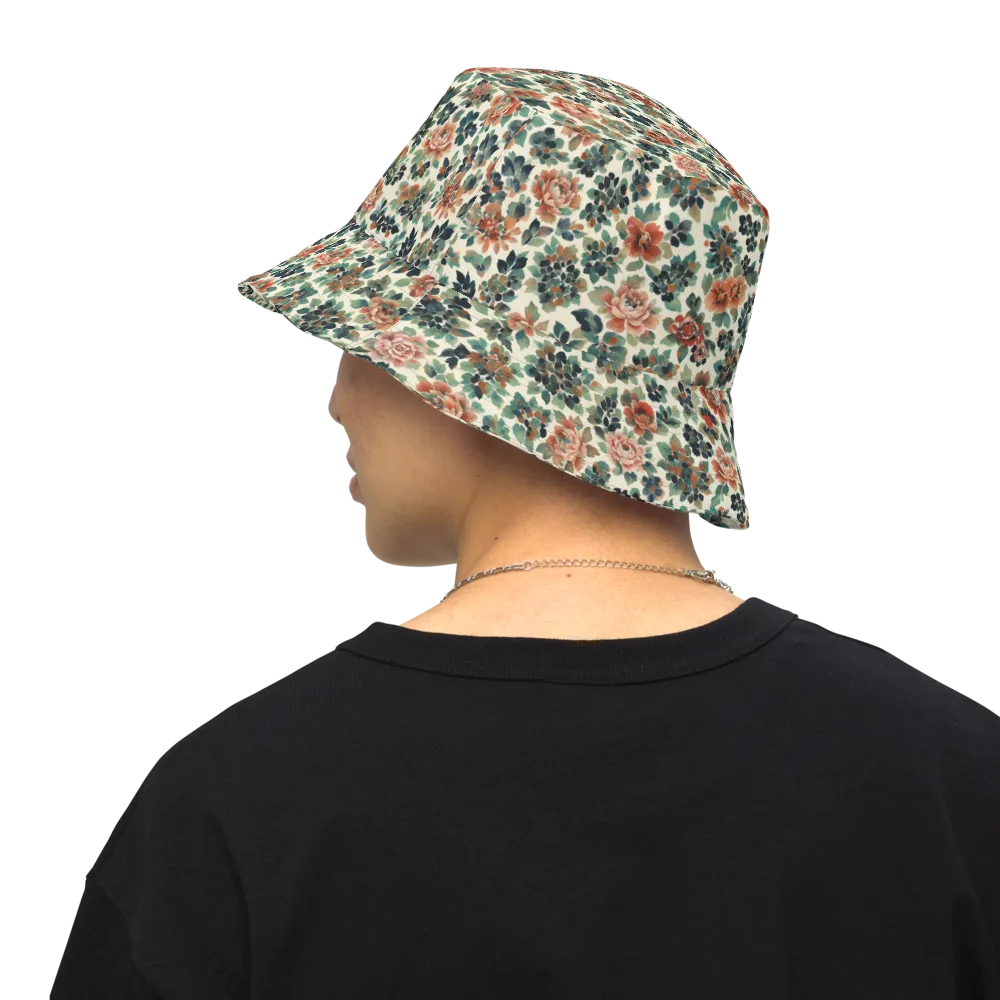 Twilight Rose Garden on Reversible Bucket Hat — Back Inside