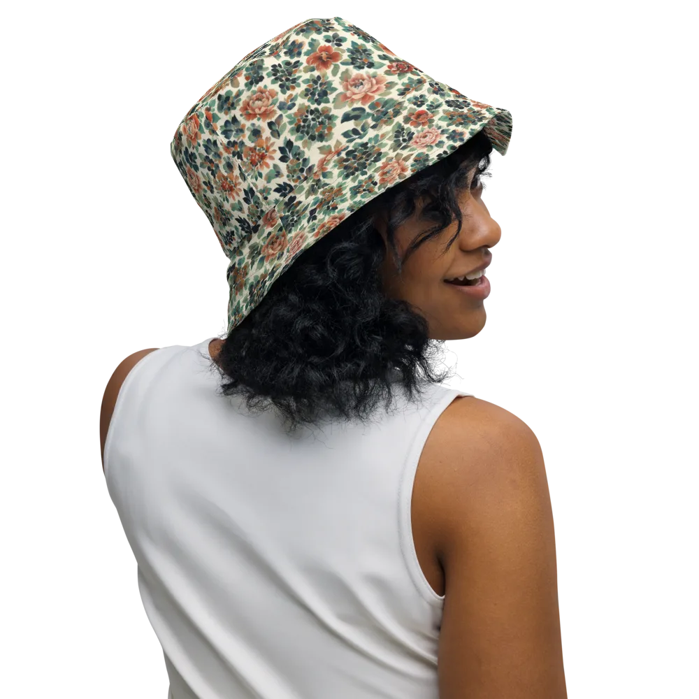 Twilight Rose Garden on Reversible Bucket Hat — Right Outside