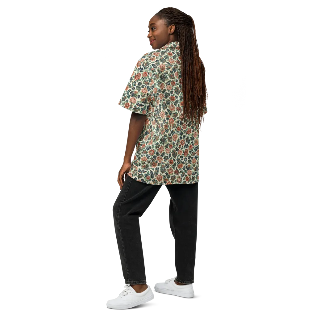 Twilight Rose Garden on Button Shirt — Back
