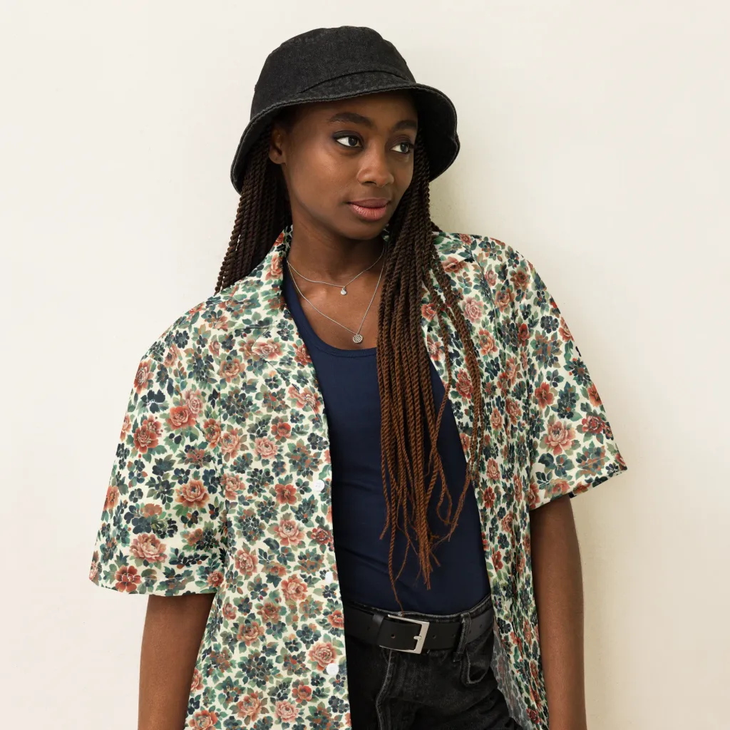 Twilight Rose Garden on Button Shirt — Right Front