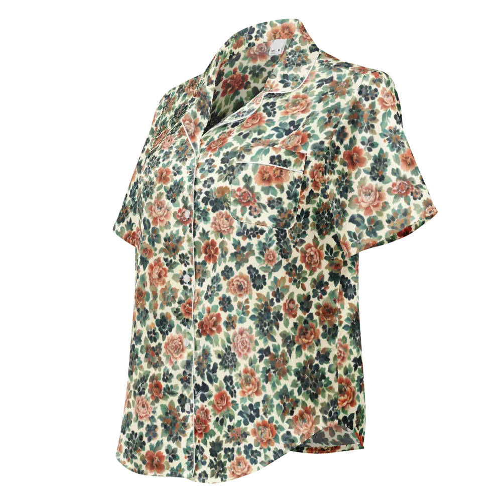 Twilight Rose Garden on Women's Short Sleeve Pajama Top — Left Front