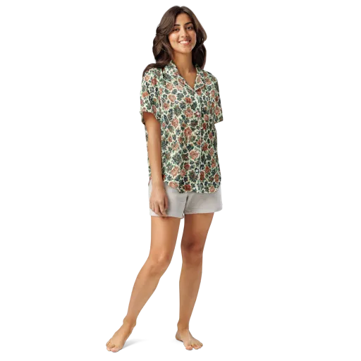 Twilight Rose Garden on a Women's Short Sleeve Pajama Top