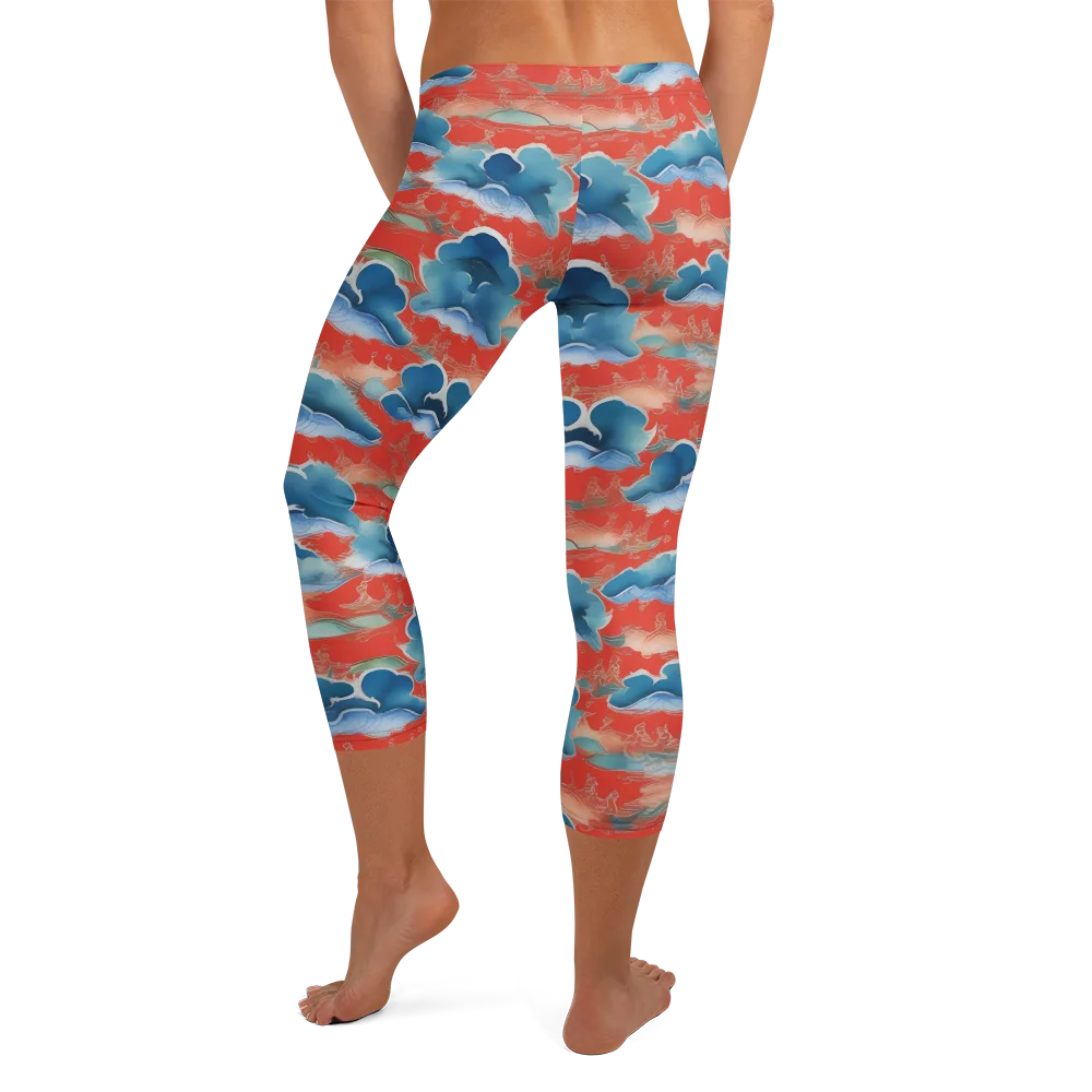 Vermilion Cloudscape on Capri Leggings — Back