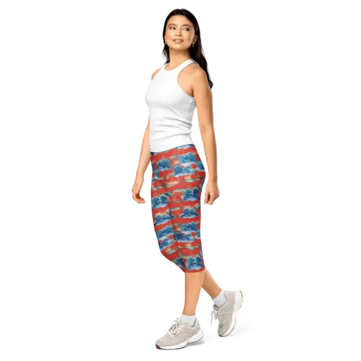 Vermilion Cloudscape on a Capri Leggings