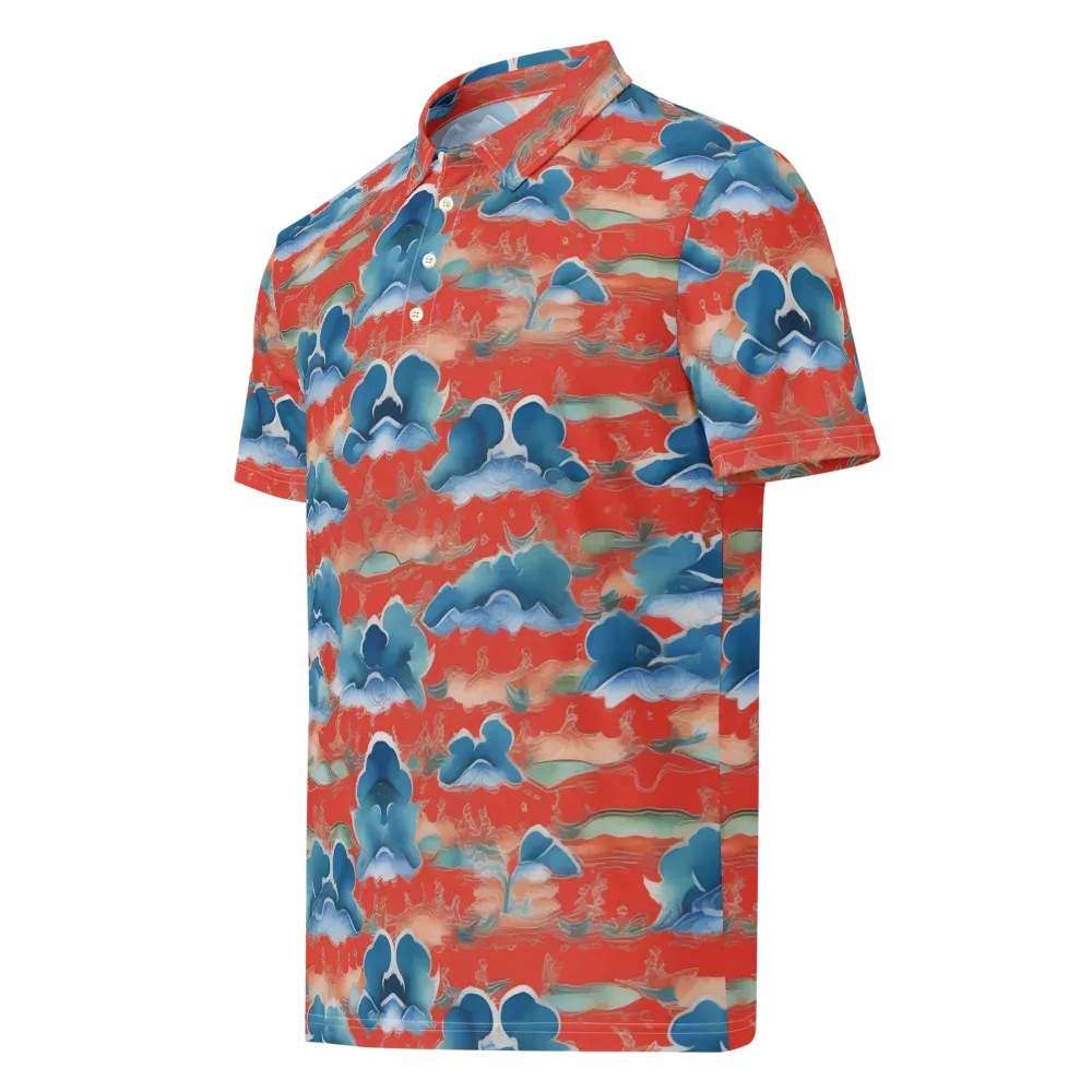 Vermilion Cloudscape on Men's Slim Fit Polo Shirt — Left Front
