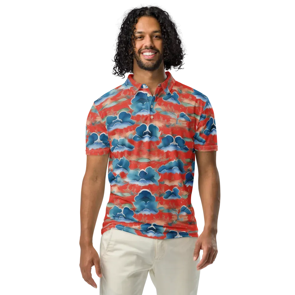 Vermilion Cloudscape on Men's Slim Fit Polo Shirt — Front
