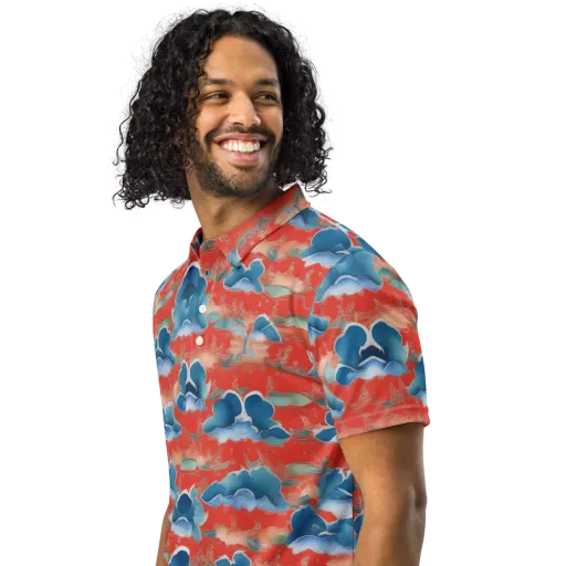 Vermilion Cloudscape on a Men's Slim Fit Polo Shirt