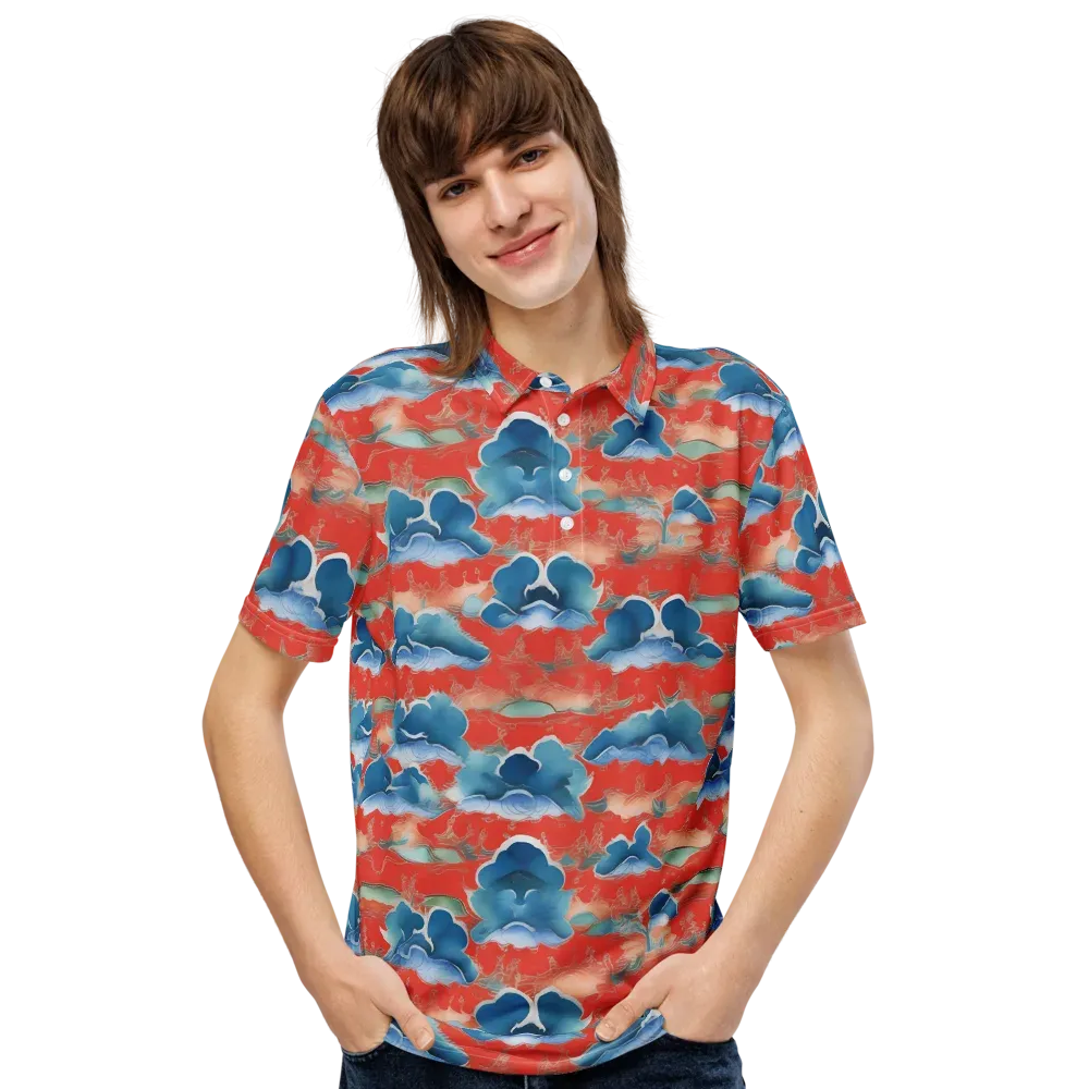Vermilion Cloudscape on Men's Slim Fit Polo Shirt — Front