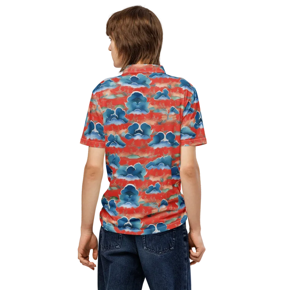 Vermilion Cloudscape on Men's Slim Fit Polo Shirt — Back