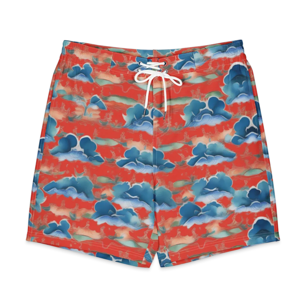 Vermilion Cloudscape on Men's Board Shorts — Front