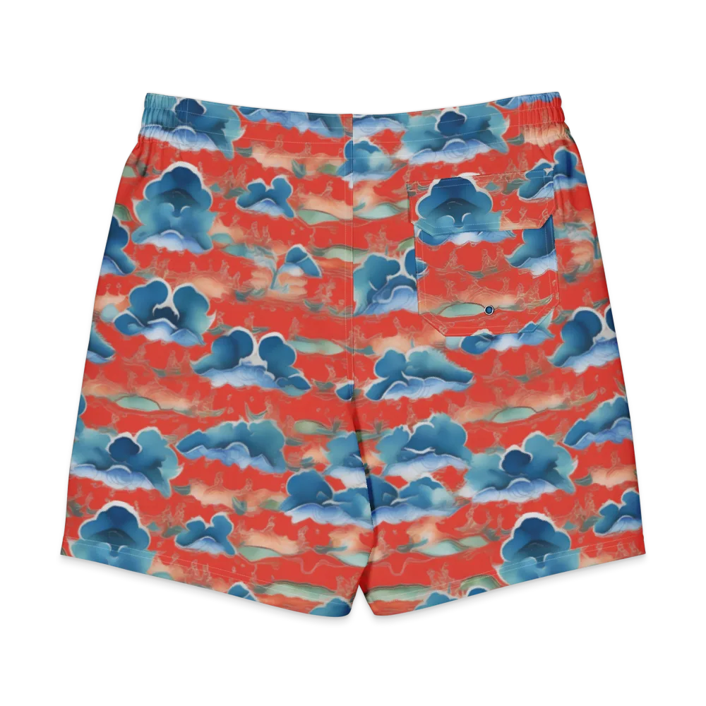 Vermilion Cloudscape on Men's Board Shorts — Back