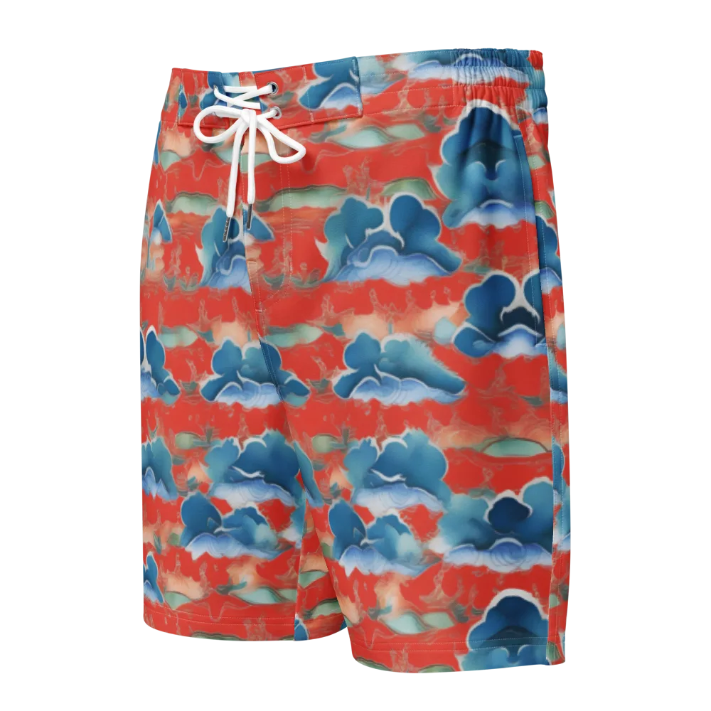 Vermilion Cloudscape on Men's Board Shorts — Front