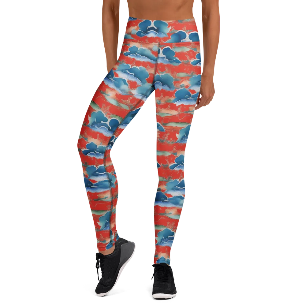 Vermilion Cloudscape on Yoga Leggings — Front