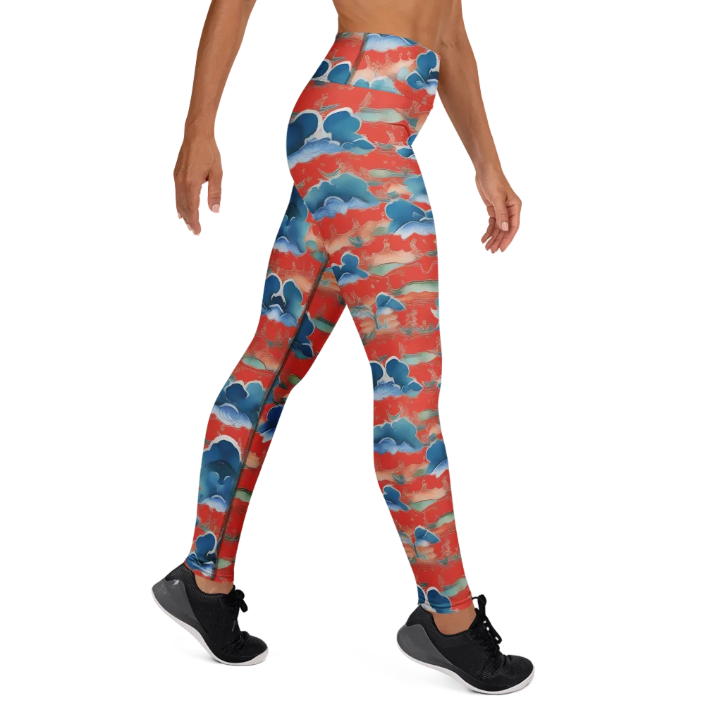 Vermilion Cloudscape on Yoga Leggings — Right