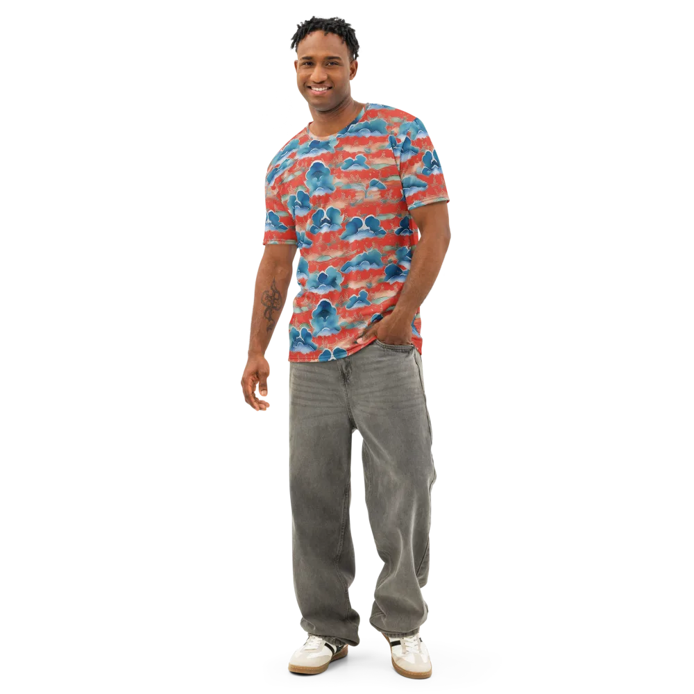 Vermilion Cloudscape on Men's Cotton Crew Neck T-Shirt — Front