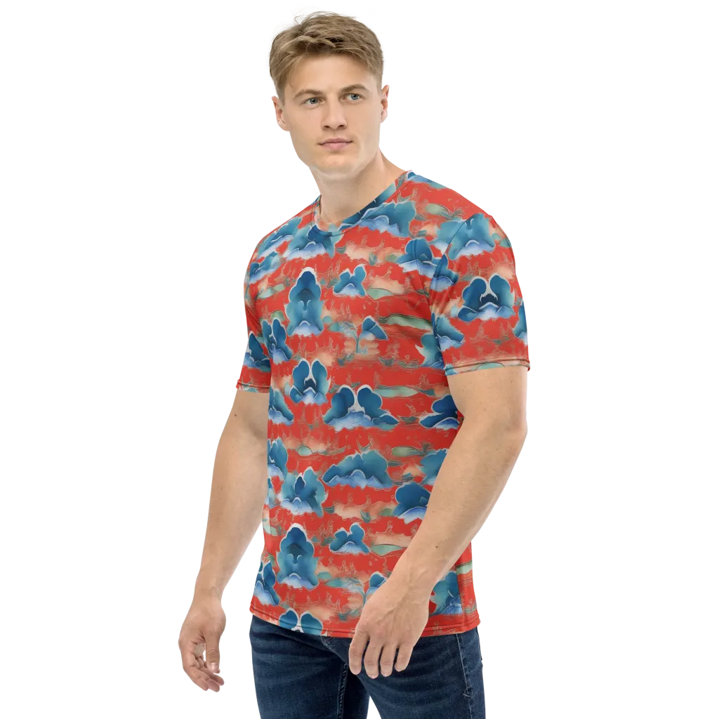 Vermilion Cloudscape on Men's Crew Neck T-Shirt — Left