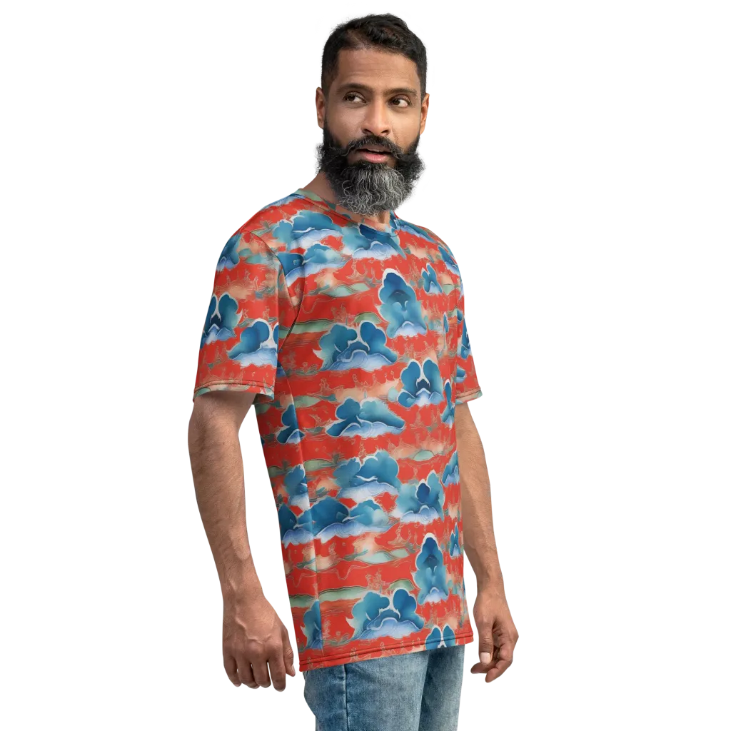 Vermilion Cloudscape on Men's Crew Neck T-Shirt — Right
