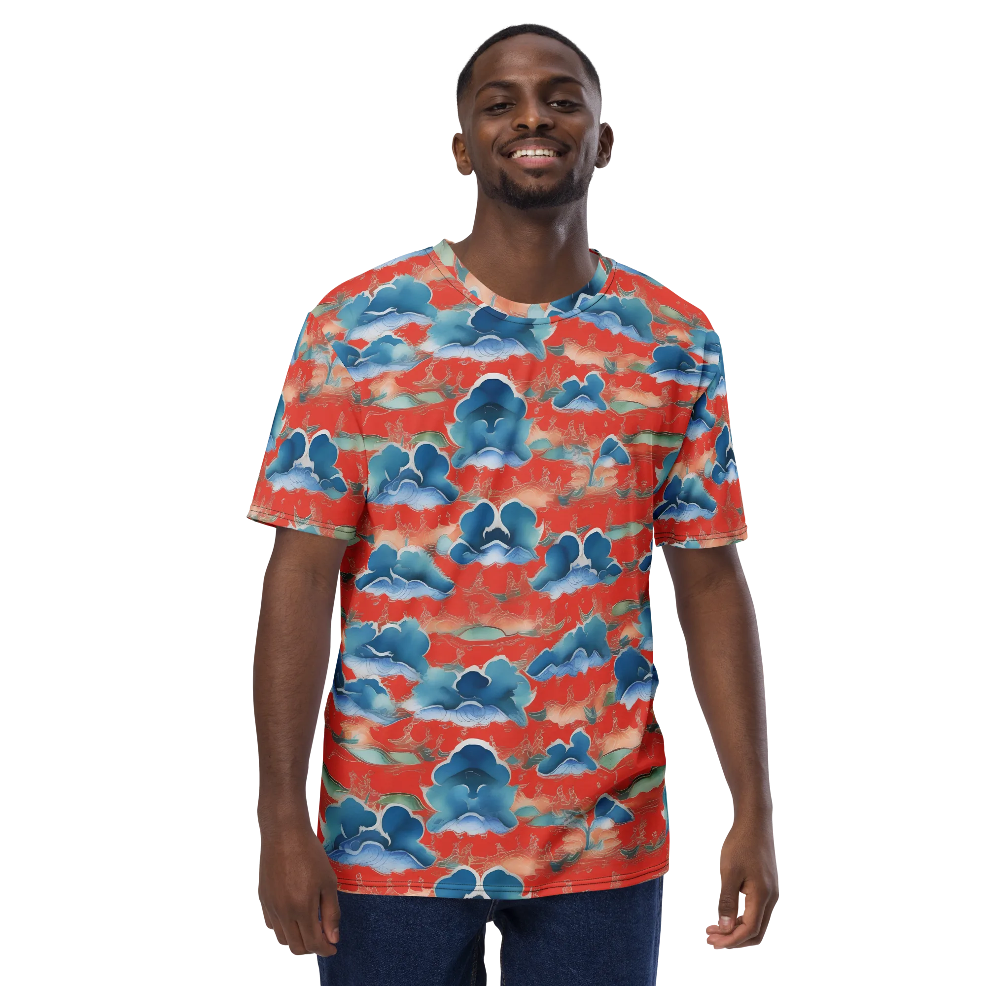 Vermilion Cloudscape on Men's Crew Neck T-Shirt — Front