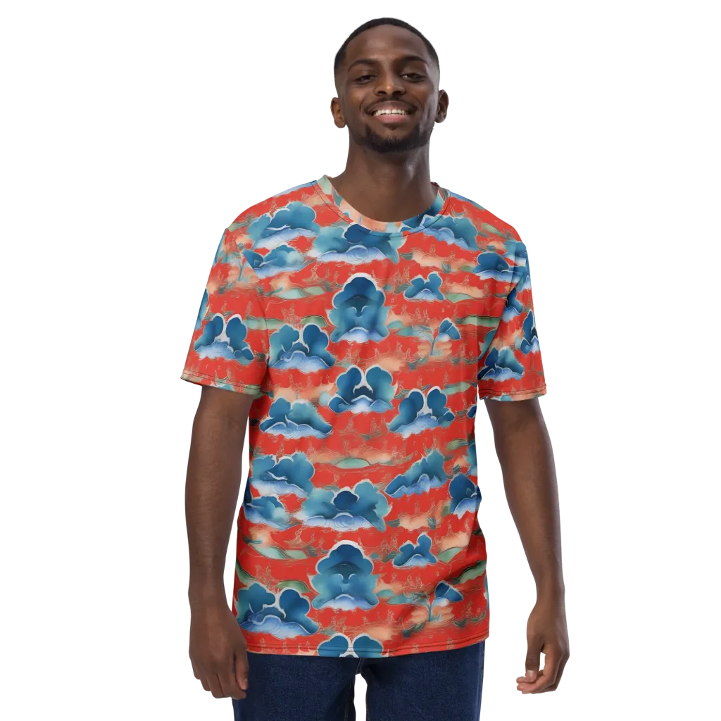 Vermilion Cloudscape on Men's Crew Neck T-Shirt — Front