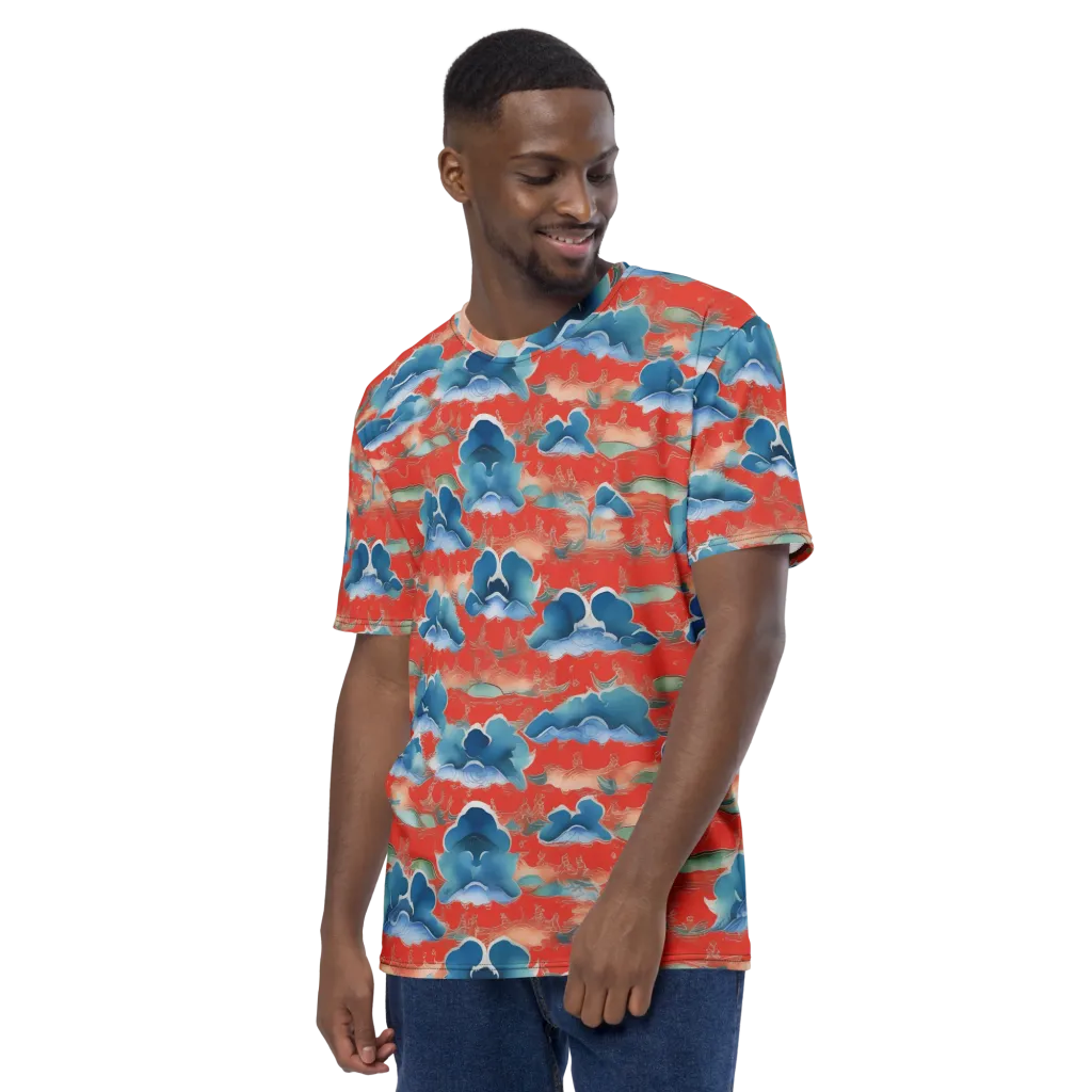 Vermilion Cloudscape on Men's Crew Neck T-Shirt — Left