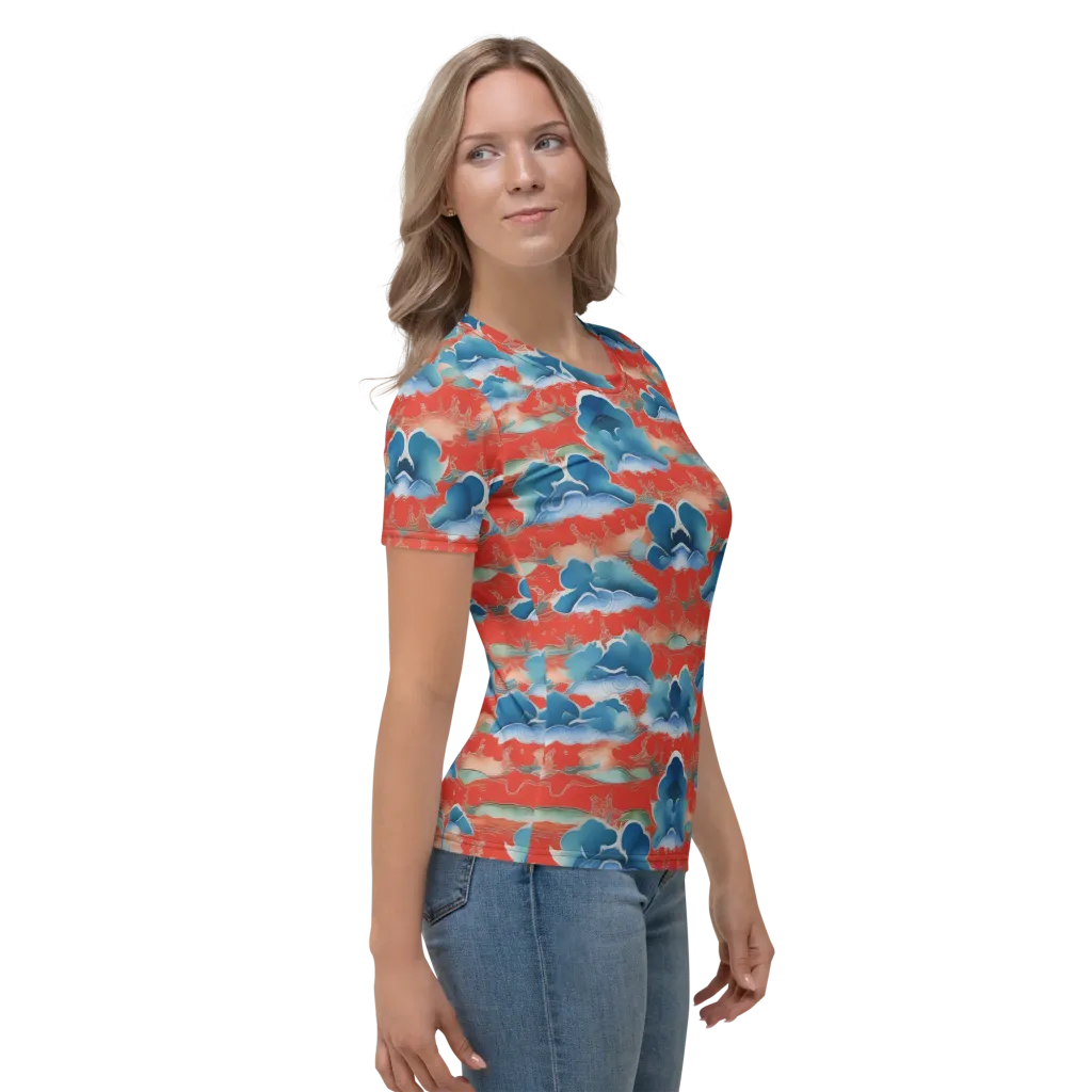 Vermilion Cloudscape on Women's Crew Neck T-Shirt — Right