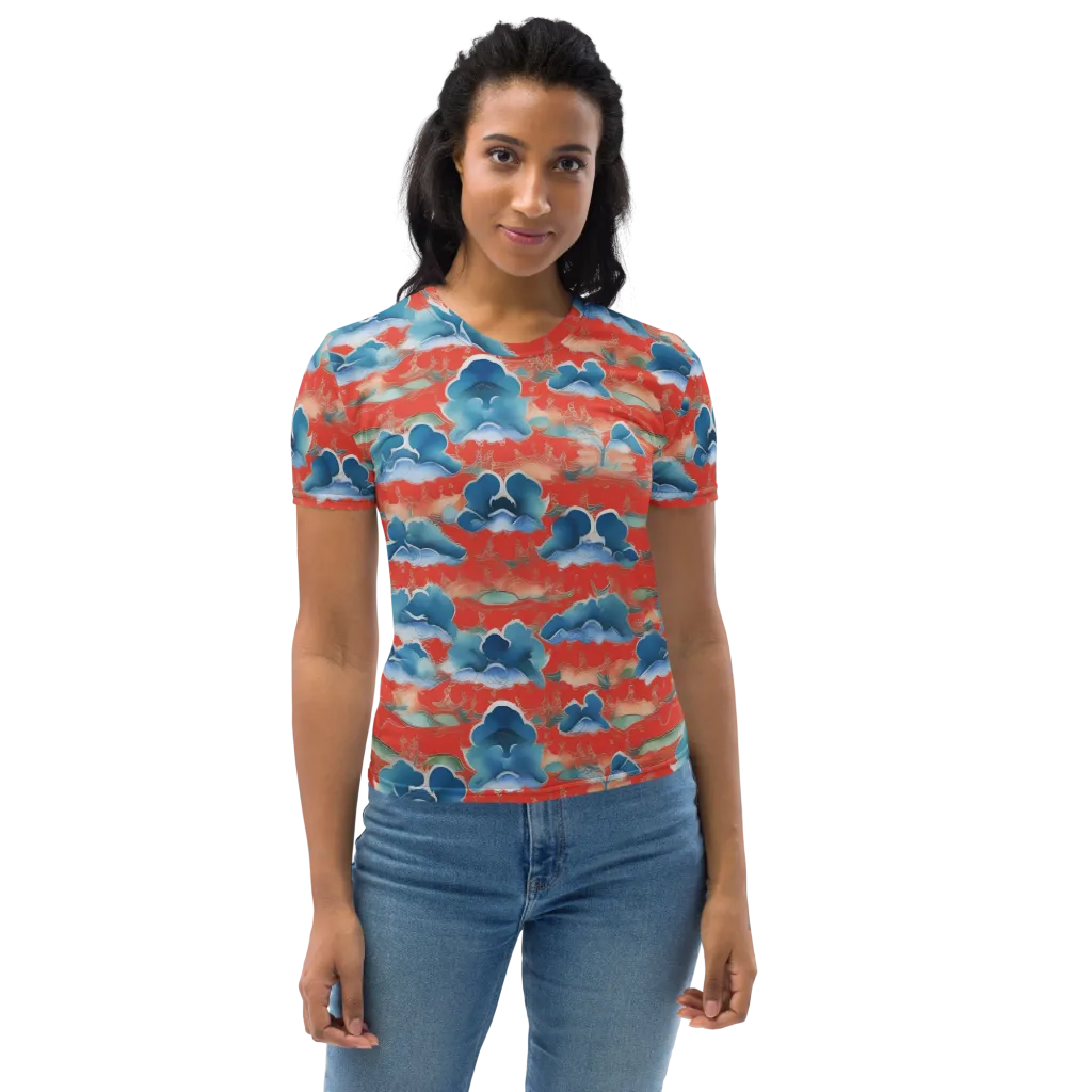 Vermilion Cloudscape on Women's Crew Neck T-Shirt — Front