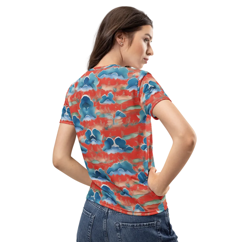 Vermilion Cloudscape on Women's Crew Neck T-Shirt — Back