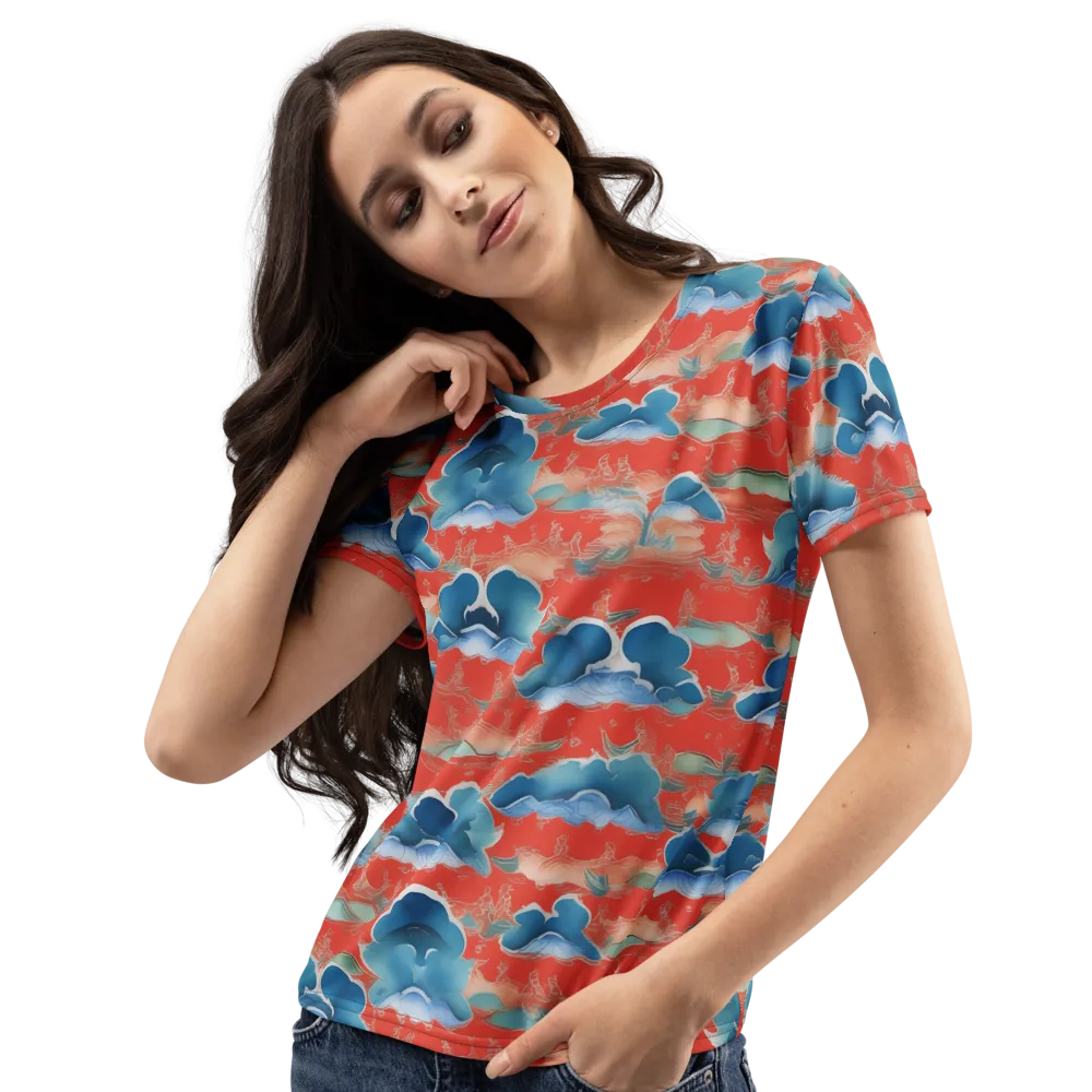 Vermilion Cloudscape on Women's Crew Neck T-Shirt — Left Front