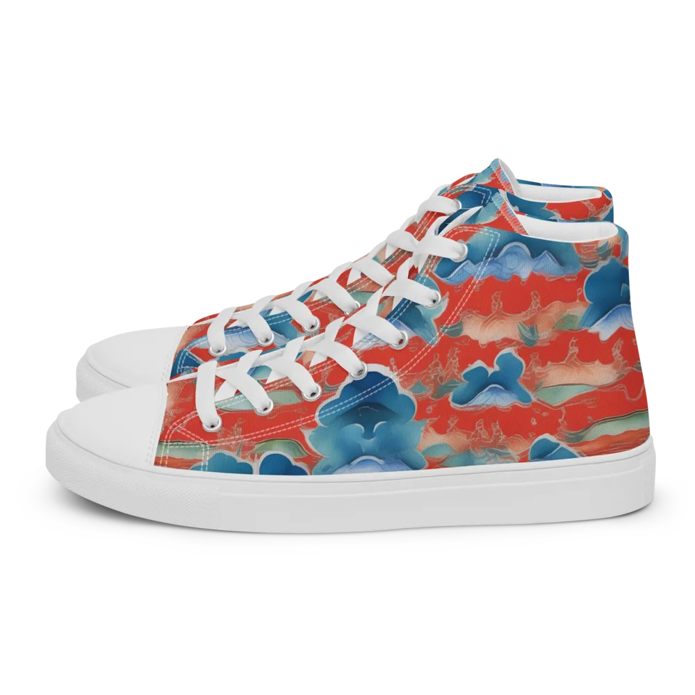 Vermilion Cloudscape on Women's High Top Canvas Shoes — Left