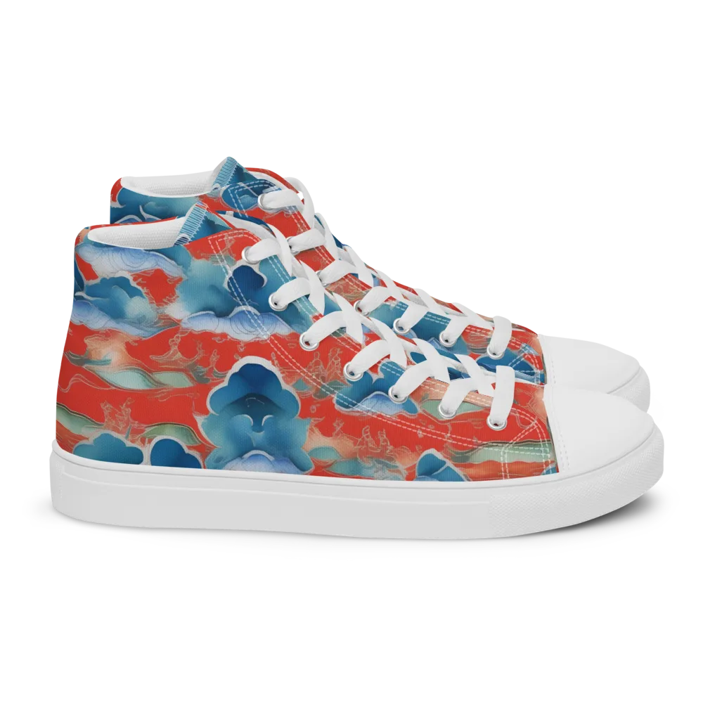 Vermilion Cloudscape on Women's High Top Canvas Shoes — Right