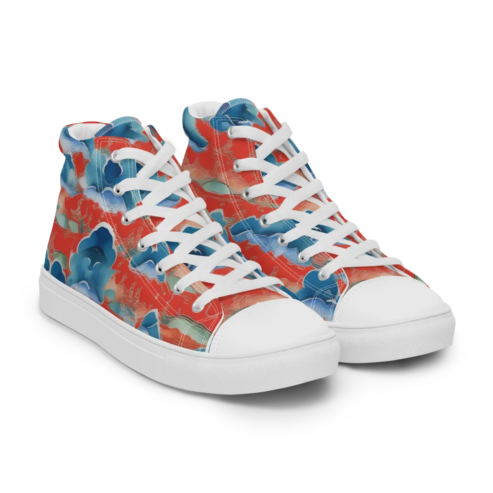 Vermilion Cloudscape on Women's High Top Canvas Shoes — Right Front