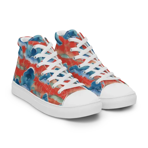 Vermilion Cloudscape on a Women's High Top Canvas Shoes