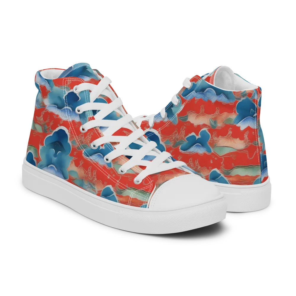 Vermilion Cloudscape on Women's High Top Canvas Shoes — Right