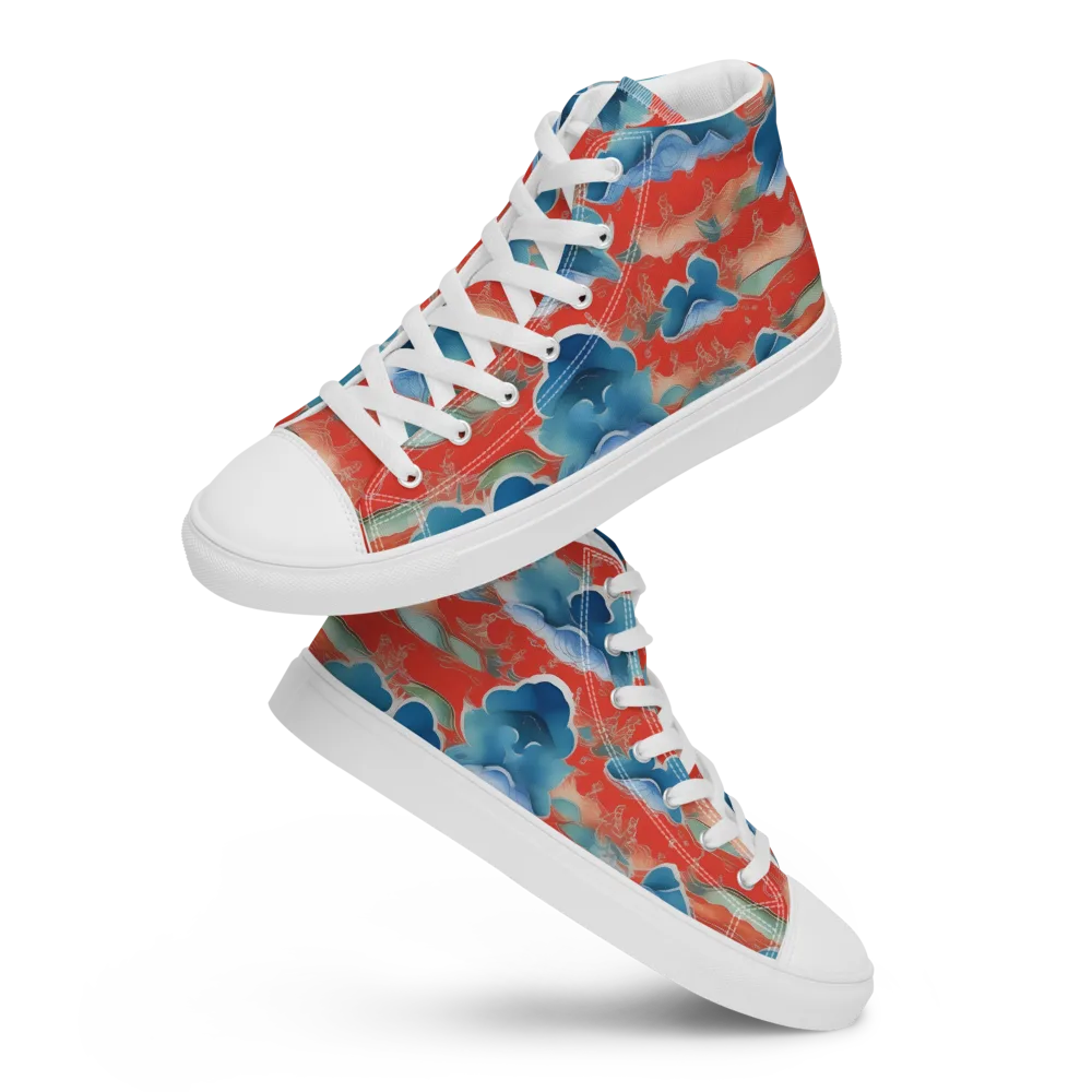 Vermilion Cloudscape on Women's High Top Canvas Shoes — Front