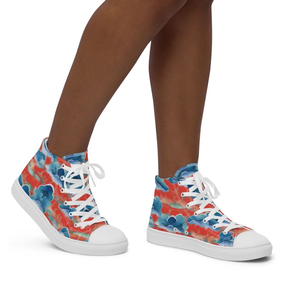 Vermilion Cloudscape on Women's High Top Canvas Shoes — Right