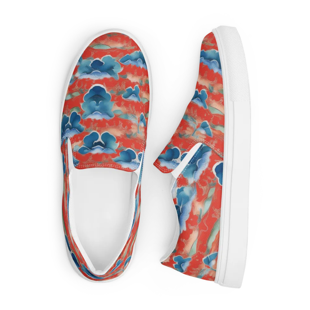 Vermilion Cloudscape on Men's Slip-On Canvas Shoes — Front