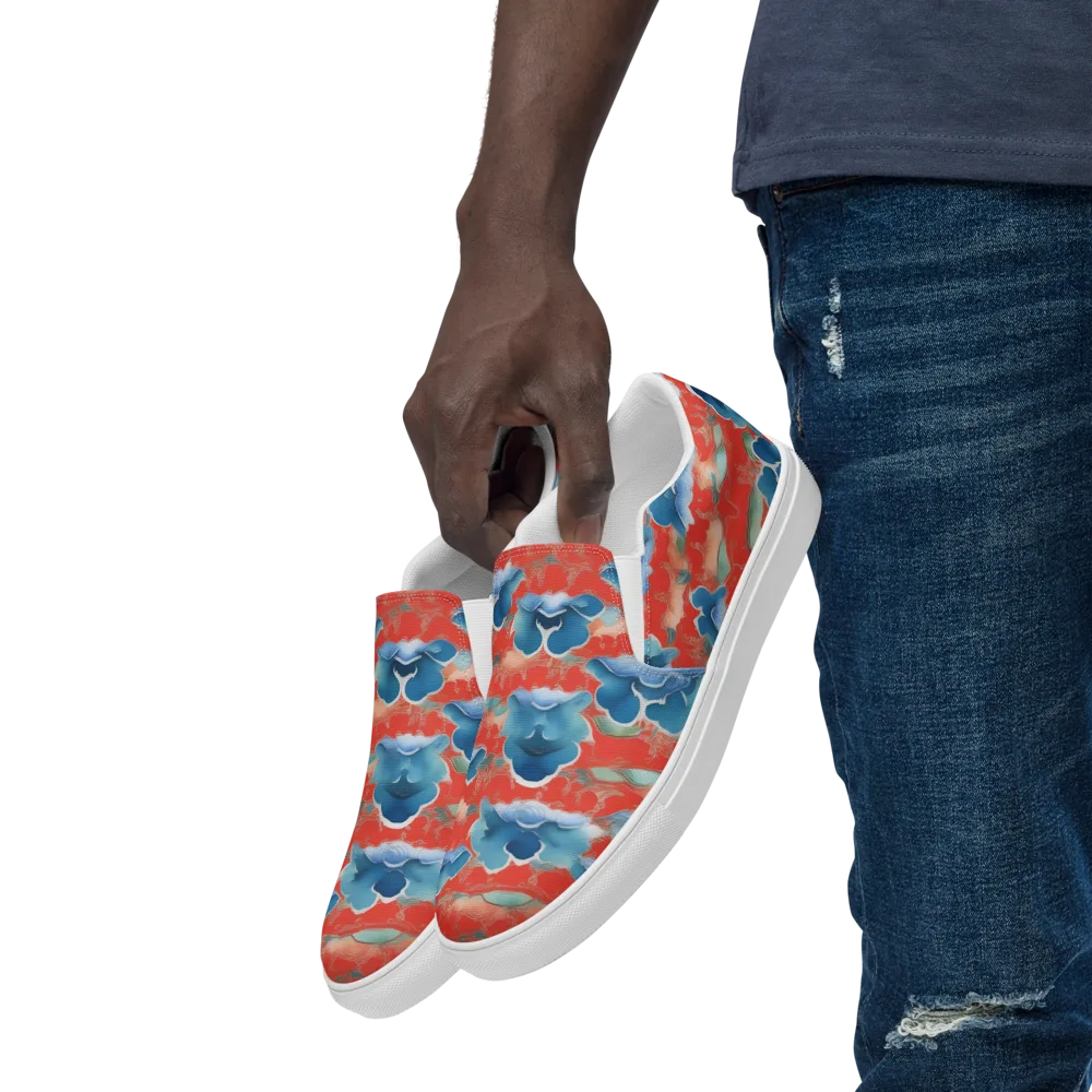 Vermilion Cloudscape on Men's Slip-On Canvas Shoes — Left Front