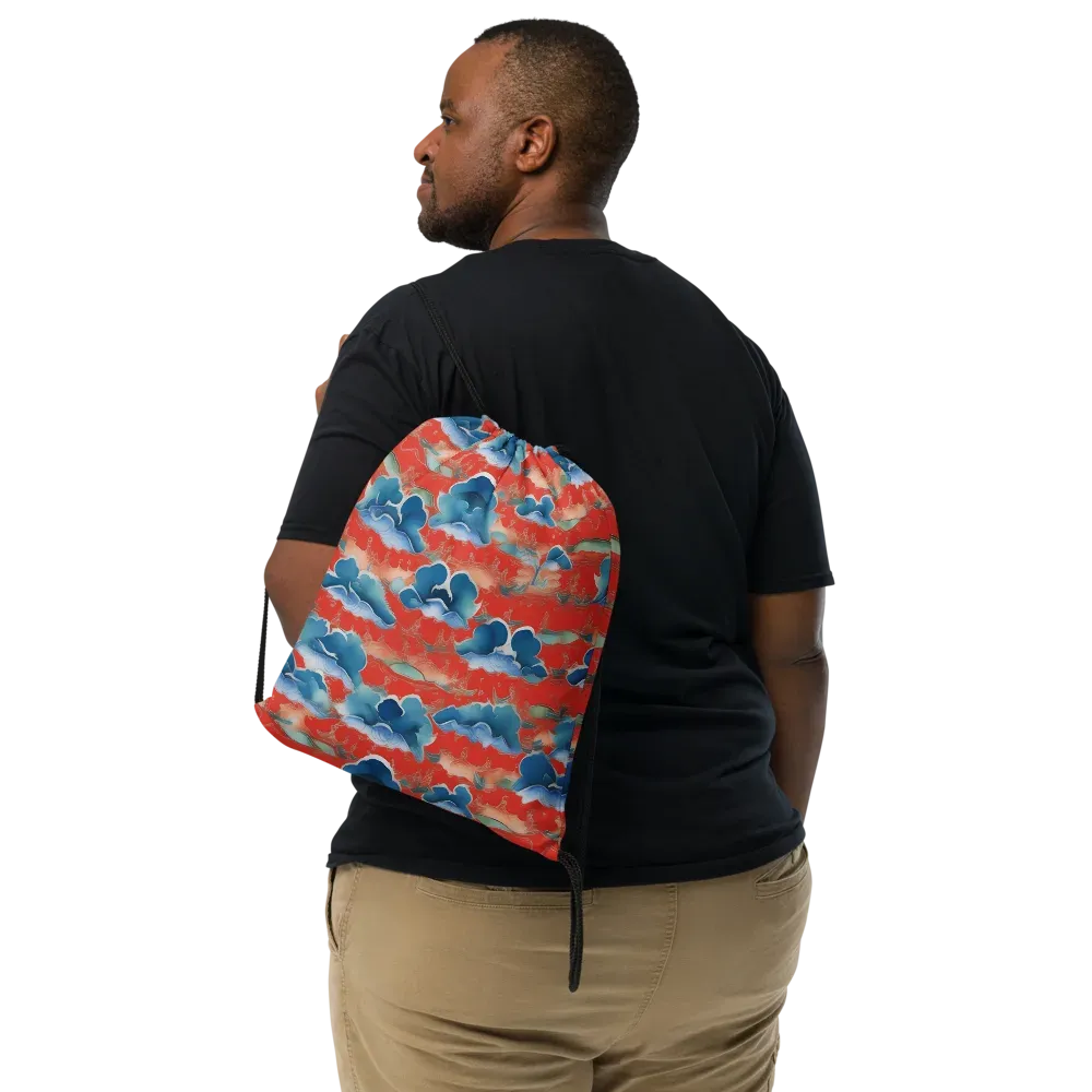 Vermilion Cloudscape on Drawstring Bag — Front