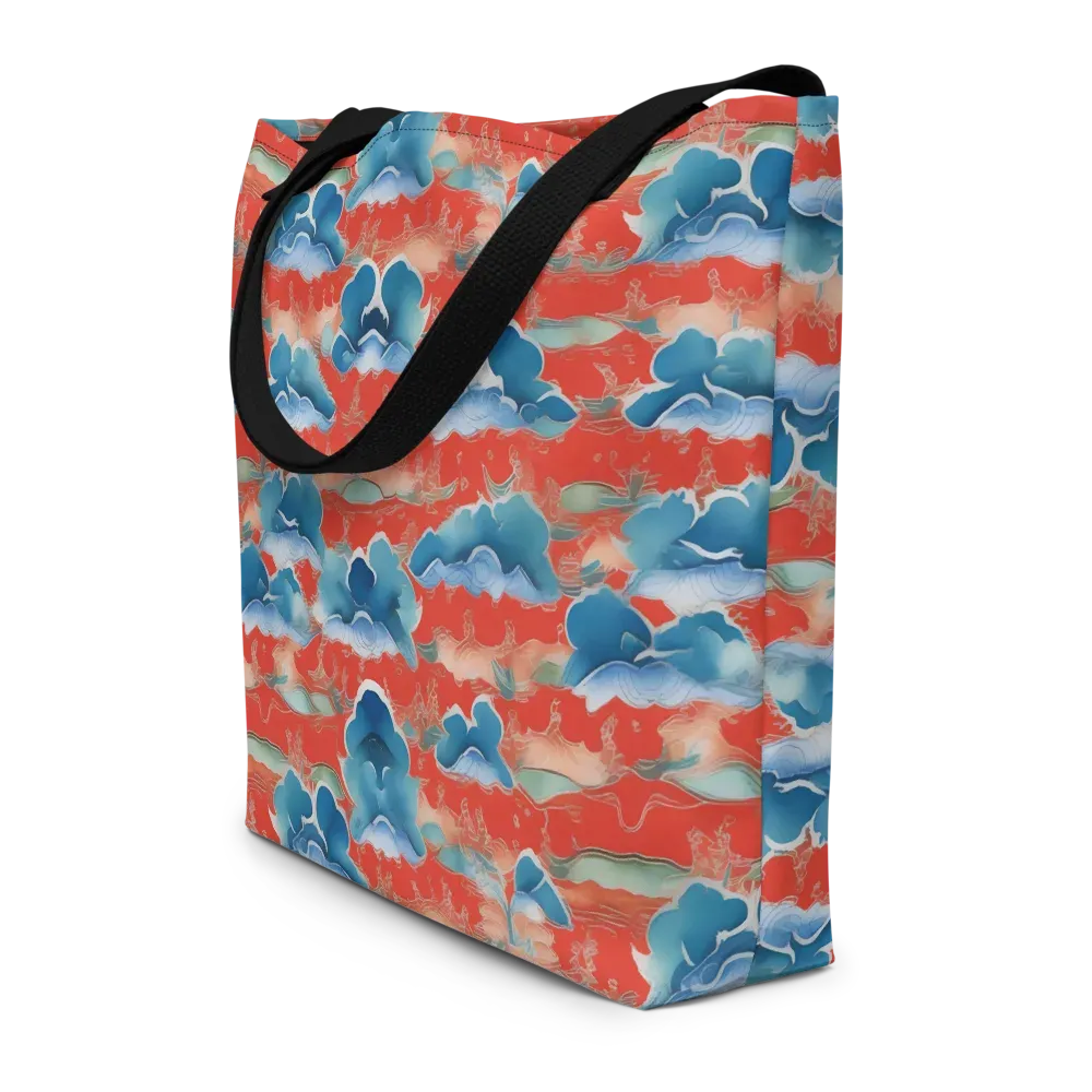Vermilion Cloudscape on Large Tote Bag W/ Pocket — Front