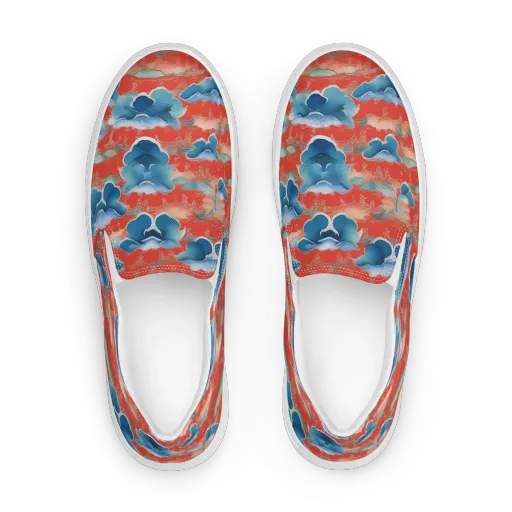 Vermilion Cloudscape on a Women's Slip-On Canvas Shoes