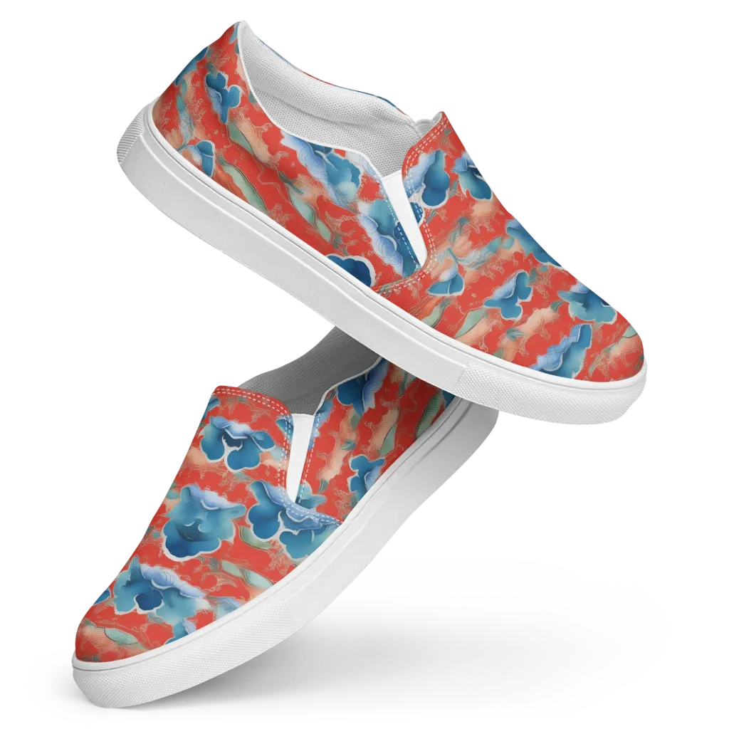Vermilion Cloudscape on Women's Slip-On Canvas Shoes — Front