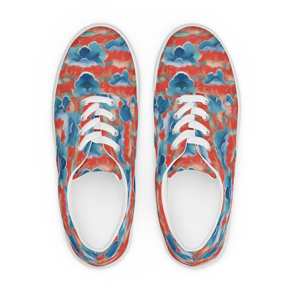 Vermilion Cloudscape on Men's Lace-Up Canvas Shoes — Front