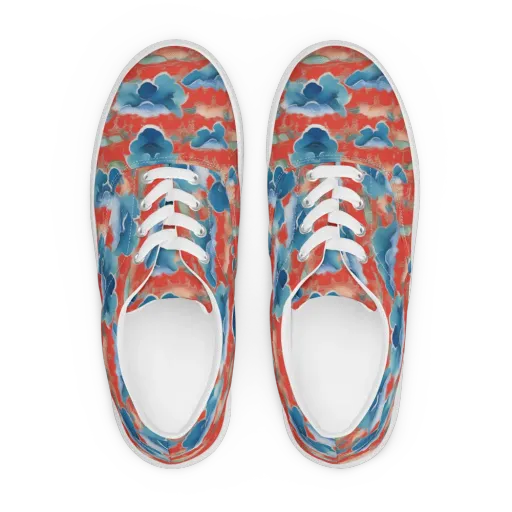 Vermilion Cloudscape on a Men's Lace-Up Canvas Shoes