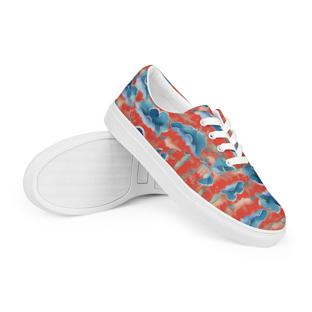 Vermilion Cloudscape on Men's Lace-Up Canvas Shoes — Right Front
