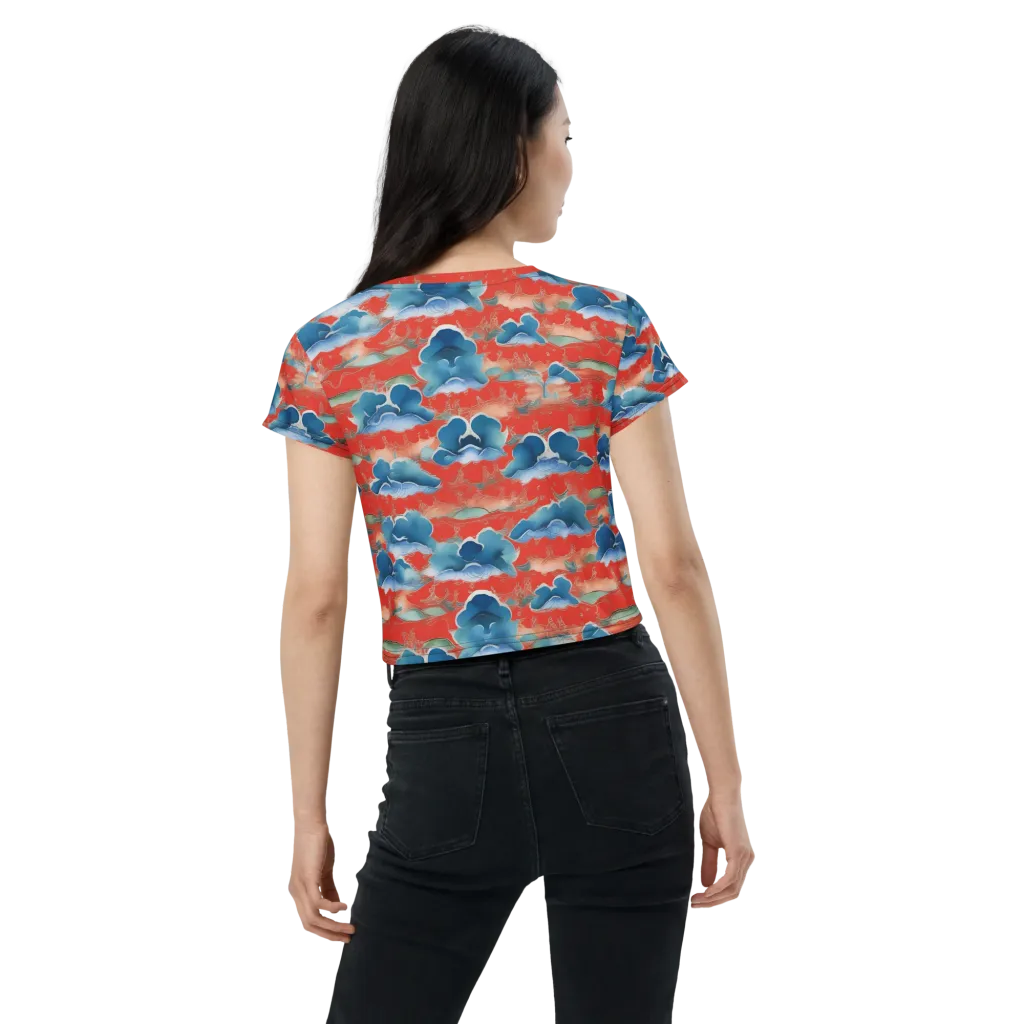 Vermilion Cloudscape on Crop Tee — Back